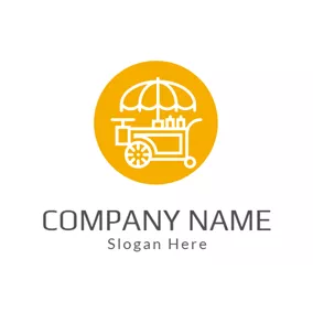 Restaurant Logo White Umbrella and Dining Car logo design