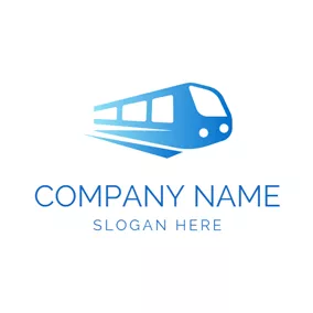 Transportation Logo White Window and Blue Train logo design