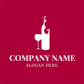 Wein Logo White Wine Glass and Abstract Bottle logo design