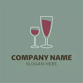 Wein Logo White Wine Glass and Red Wine logo design