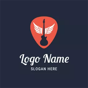 Music Logo White Wing and Black Guitar logo design