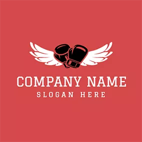Boxing Logo White Wing and Boxing Glove logo design