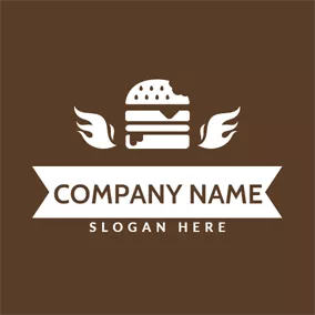 Burger Logo White Wing and Burger logo design