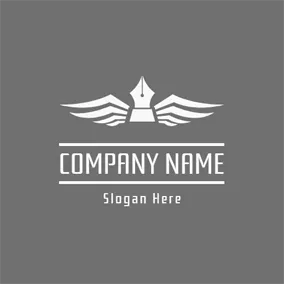 Writing Logo White Wing and Pen Point logo design
