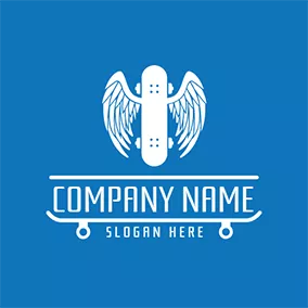 Skate Logo White Wing and Skateboard Deck logo design
