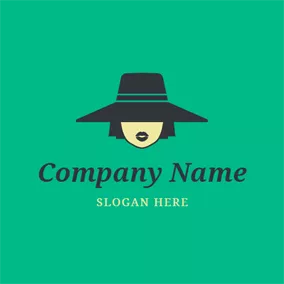 Wide Brim Hat Female Hipster logo design