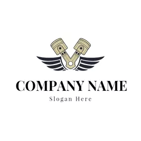 Piston Logo Wing and Cross Piston logo design