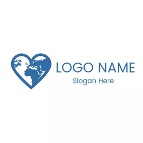 Non-profit Logo World Map and Blue Heart logo design