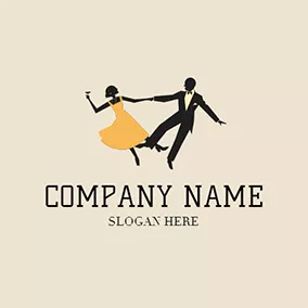 Logo De La Danse Yellow and Black Opera Dancer logo design