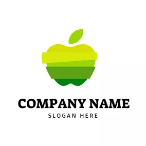 Healthy Food Logo Yellow and Blue Apple logo design