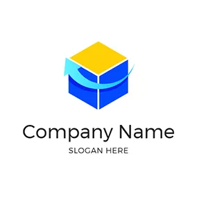 Transportation Logo Yellow and Blue Box With Blue Arrow logo design