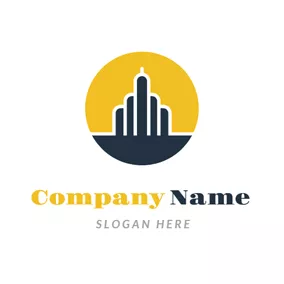 Construction Logo Yellow and Blue House logo design