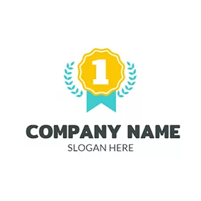 Emblem Logo Yellow and Blue Medal logo design