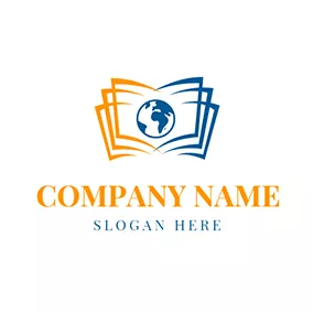 Knowledge Logo Yellow and Blue Open Book Icon logo design