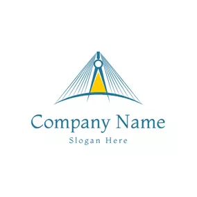 Transportation Logo Yellow and Blue Simple Line Bridge logo design