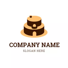 Bäckerei-Logo Yellow and Brown Birthday Cake logo design