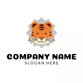 老虎Logo Yellow and Brown Tiger Head logo design