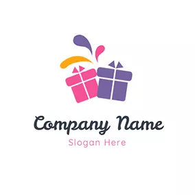 節日Logo Yellow and Green Gift Box logo design