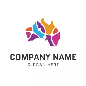 Travel & Hotel Logo Yellow and Purple Map Icon logo design