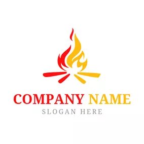 Emblem Logo Yellow and Red Bonfire logo design