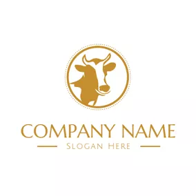 奶牛 Logo Yellow and White Cow Head logo design