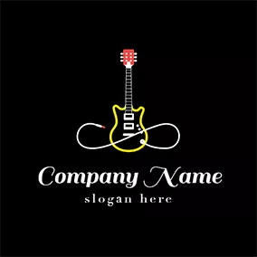 乐团Logo Yellow and White Electric Guitar logo design
