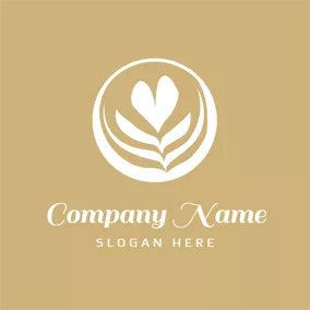 Coffee Logo Yellow and White Heart Flower logo design