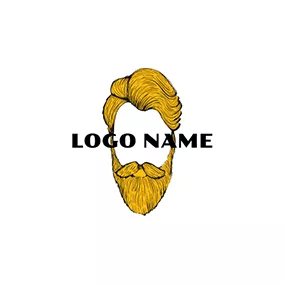 Fashion & Beauty Logo Yellow and White Hipster Man logo design