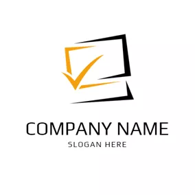 筆記本電腦logo Yellow and White Laptop logo design