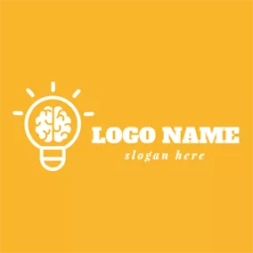 Intelligence Logo Yellow and White Light Bulb logo design