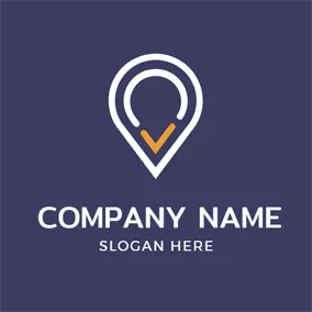 Travel & Hotel Logo Yellow and White Map Pin logo design