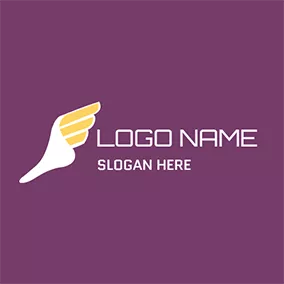 Foot Logo Yellow and White Wing Icon logo design