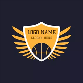 Club Logo Yellow Badge and Black Basketball logo design