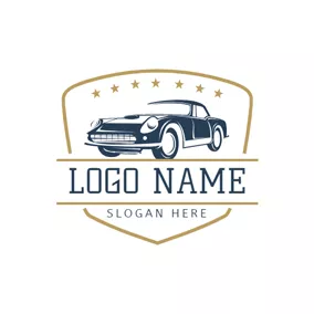 Car & Auto Logo Yellow Badge and Blue Car logo design