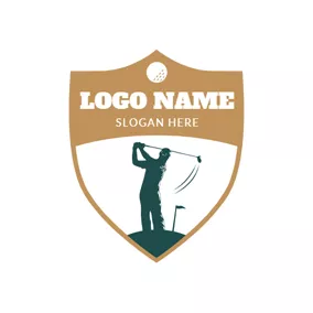 Emblem Logo Yellow Badge and Golf Player logo design