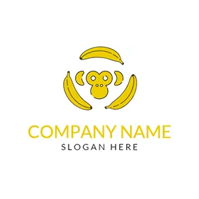 Monkey Logo Yellow Banana and Monkey logo design