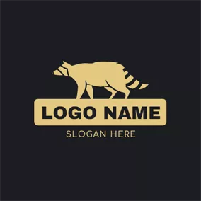 Raccoon Logo Yellow Banner and Raccoon logo design