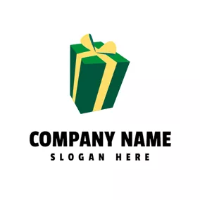 Birthday Logo Yellow Bowknot and Birthday Present logo design