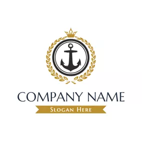 Anker Logo Yellow Branch and Black Anchor logo design