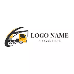 Construction Logo Yellow Car and Black Crane logo design