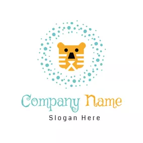 Children & Childcare Logo Yellow Cartoon Tiger logo design