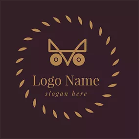 Emblem Logo Yellow Circle and Abstract Owl logo design