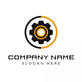 Industrial Logo Yellow Circle and Black Gear logo design