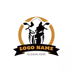 Racing Logo Yellow Circle and Black Motorcycle logo design