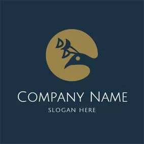 Peacock Logo Yellow Circle and Blue Peacock logo design