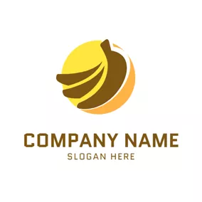 Food & Drink Logo Yellow Circle and Brown Banana logo design