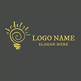 English Logo Yellow Circle and English Letter logo design