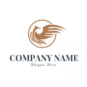 鳳凰Logo Yellow Circle and Fly Phoenix logo design