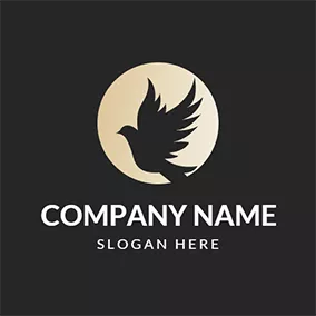 Peace Logo Yellow Circle and Flying Pigeon logo design