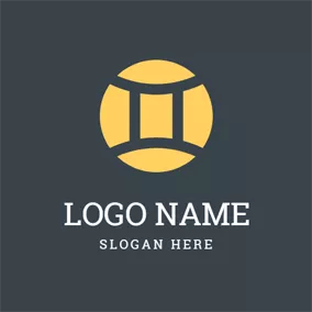 Emblem Logo Yellow Circle and Gemini Symbol logo design